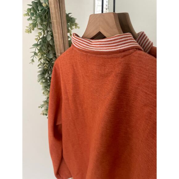 Orvis Mens Orange 1/4 Zip Sweater Large Long Sleeve Preppy Fall Pullover - Picture 7 of 8
